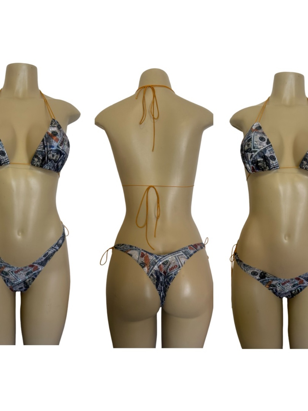 Metallic money Triangle String Bikini Set - with coordinating Ties